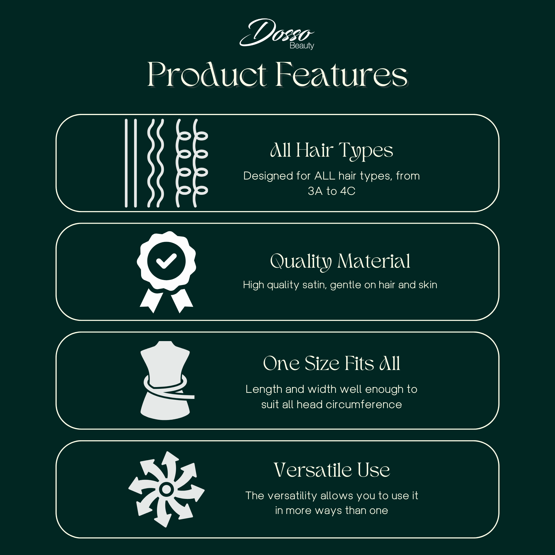 Dosso Beauty – wholesale Sleep cap / bonnet – women's – Satin Braid Bonnet4