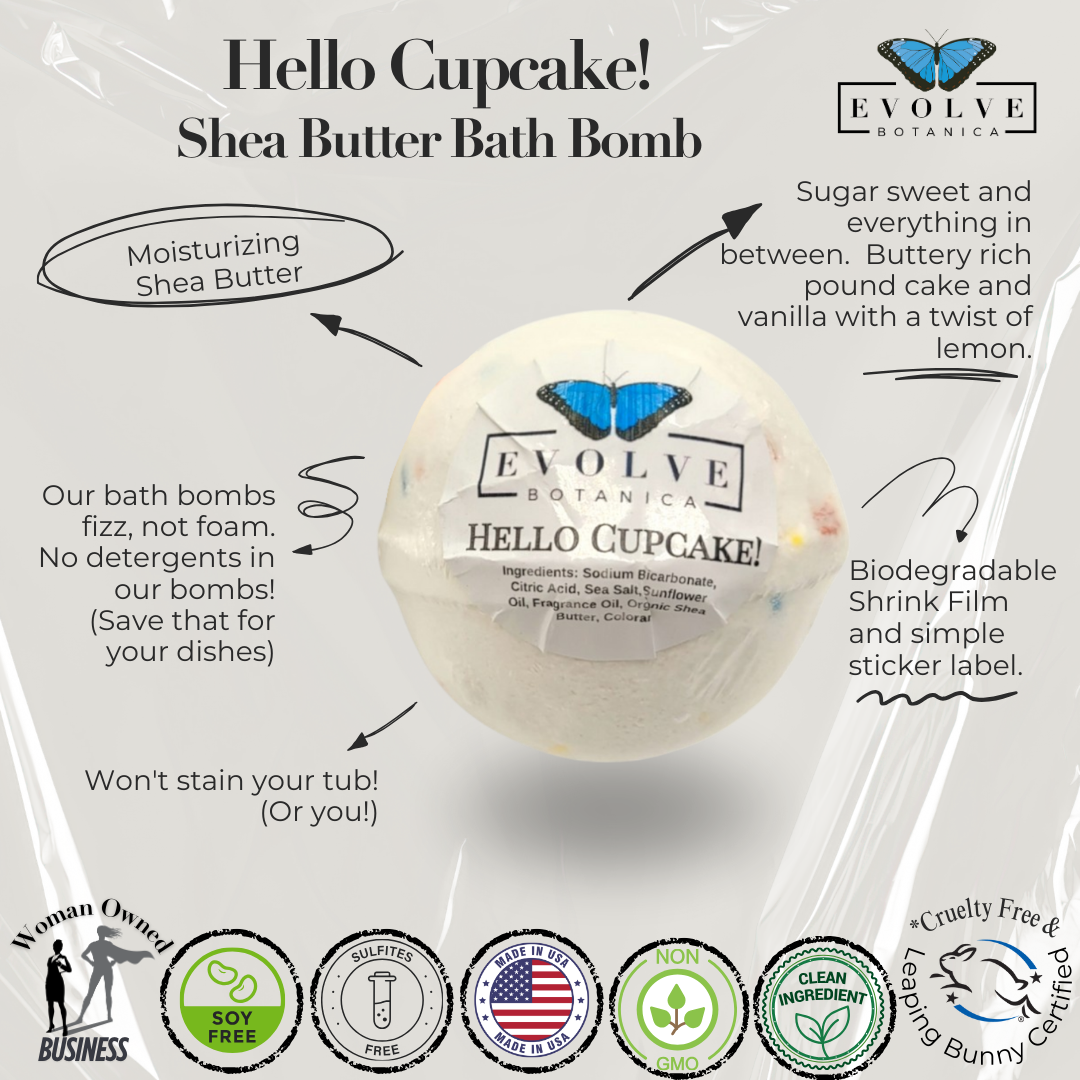 Evolve Botanica – wholesale Bath bomb/fizz – Natural Bath Bomb handmade - Hello Cupcake! (Seasonal)1