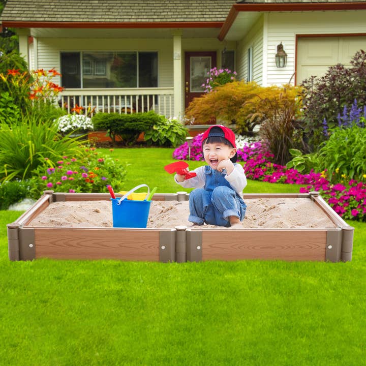 Quickway Imports – suporte para vasos de plantas por atacado – Caixa de plantador de flores de cama de jardim ao ar livre com aparência de madeira12