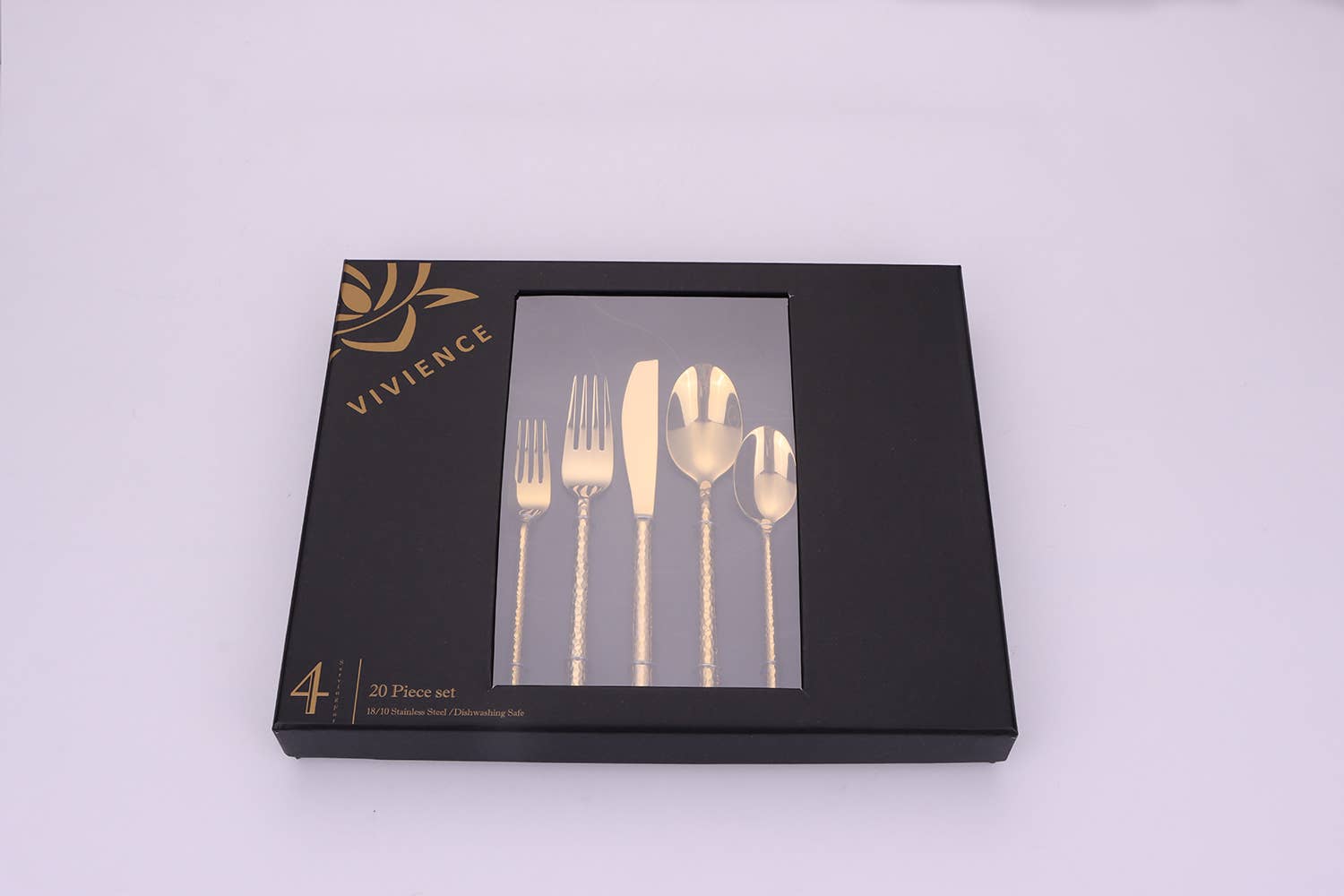 VIVIENCE - Venta al por mayor Conjunto de cubiertos - Juego de cubiertos Pexo de 20 piezas en acabado dorado para 4 personas12