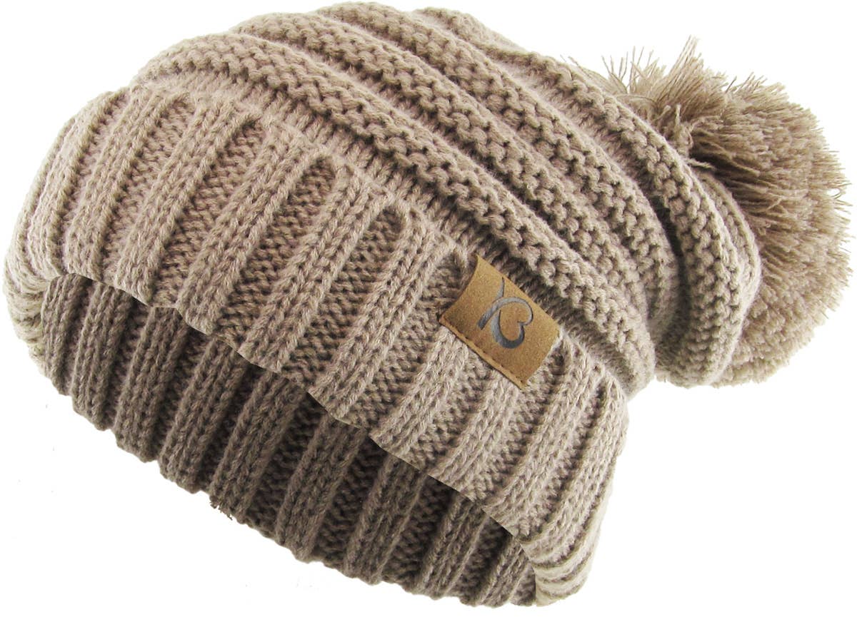 KBETHOS – Großhandel Beanie – Damen – Chunk Pom Pom Grobstrick-Mütze mit Zopfmuster und Rippenstrick25