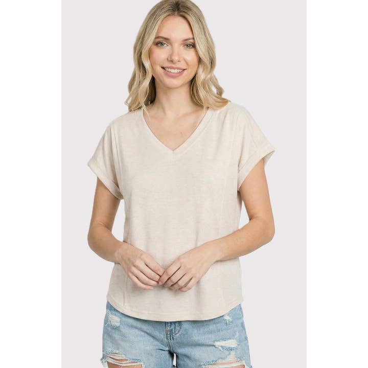 ROLL UP SLEEVE TEXTURED TOP for wholesale by STACCATO