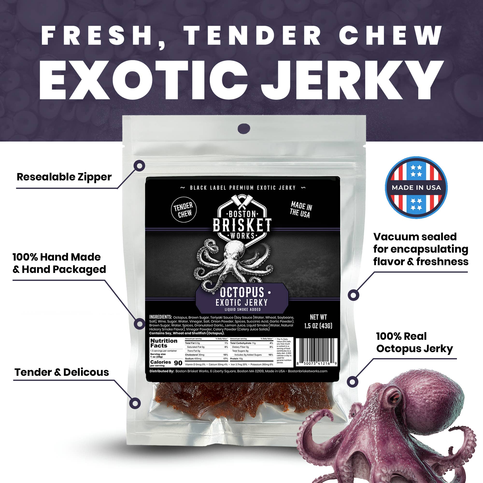 Boston Brisket Works – Jerky por atacado – Carne Seca Exótica "Carne Seca de Polvo"1