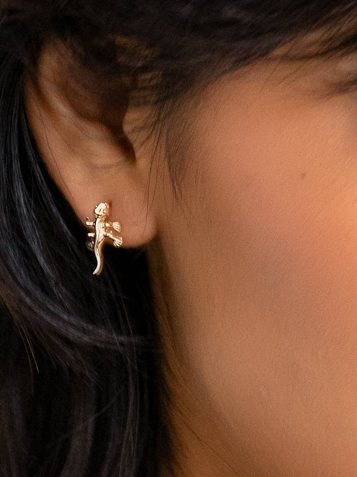 Fortune Lizard Studs - 18K Gold Plated for wholesale by Peter and June