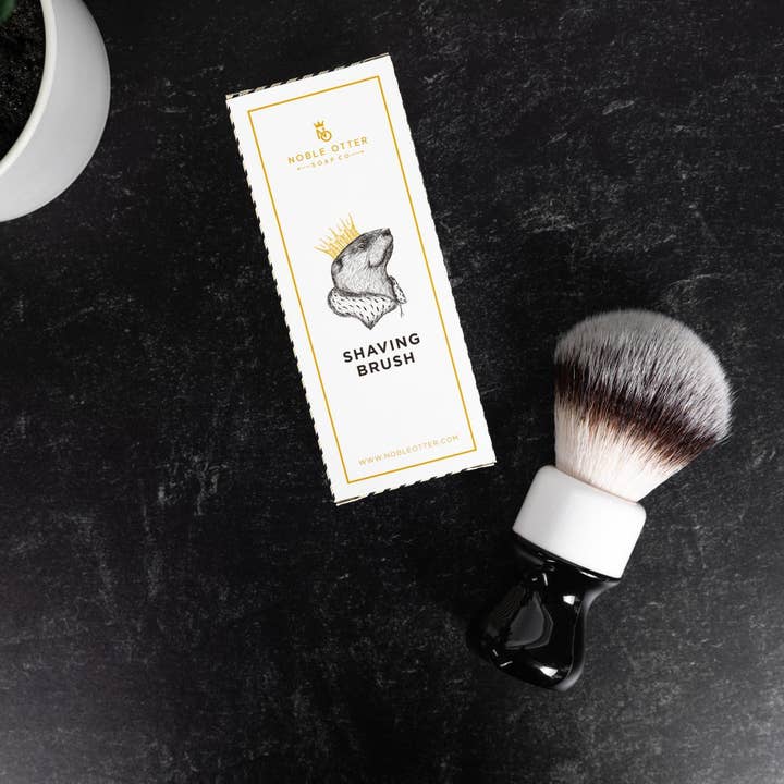 Noble Otter Soap Co. - Wholesale Shave Brush - Men's - Synthetic Shave Brush - Black/White - 26MM