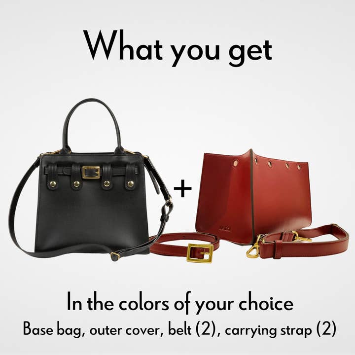 Vegan Leather Handbag, 4-in-1 Bundle (Black Base) for wholesale by Lavāda