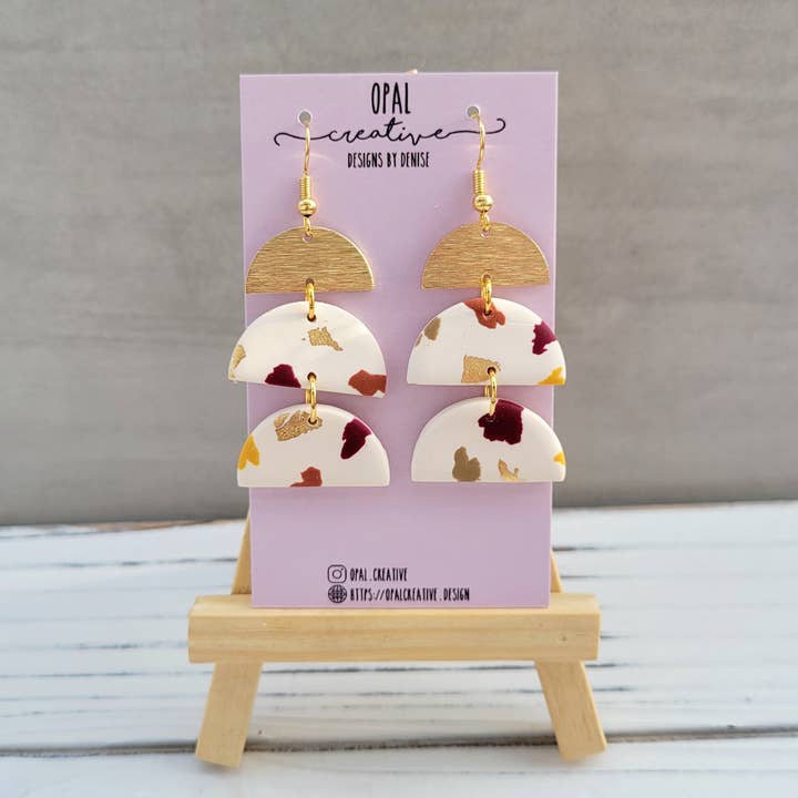 Herfst Terazzo oorbellen van polymeerklei voor wholesale door Opal Creative