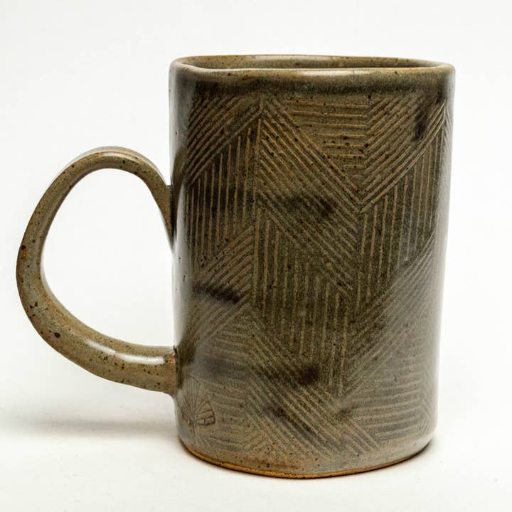 White Squirrel Clayworks - Wholesale Coffee Mug - Morel Mushroom Design Handmade in Ohio, Ceramic 14oz Mug1