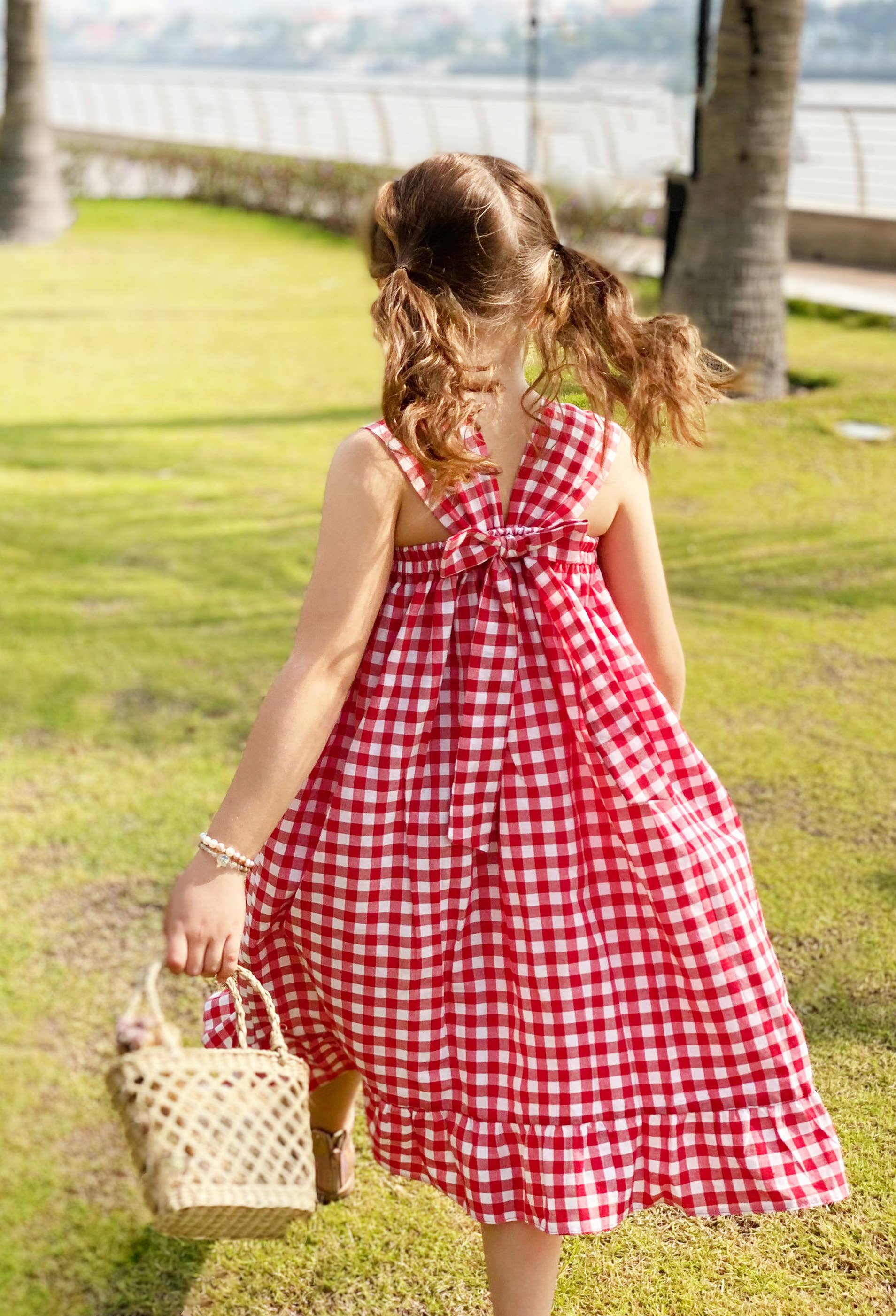 Angeline Kids - Wholesale Dress - Kids - Baby Girls Summer Strawberry Red Gingham Smocked Sun Dress3