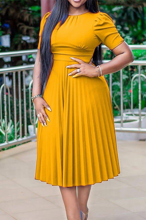 Aria Romance – Vestido - Mulher por atacado – Vestido de mudança de manga curta de cor sólida1