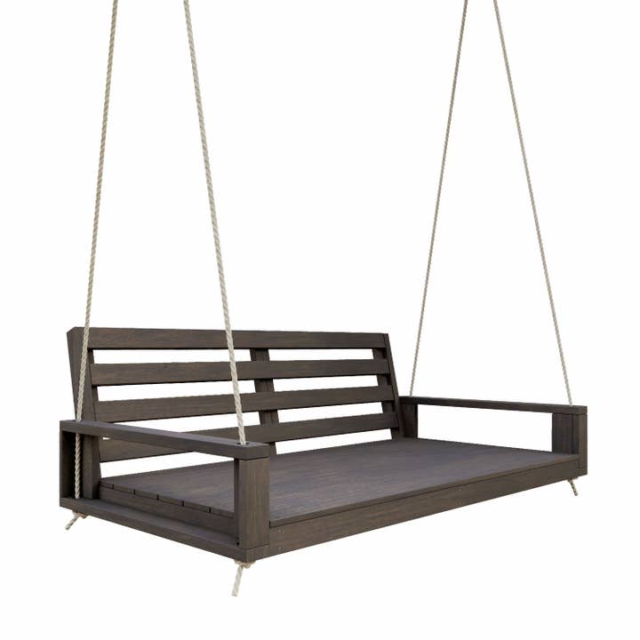 Breezy Acres Waterford Porch Swing Bed, Twin Dark Walnut with Clearcoat for wholesale by The Porch Swing Company