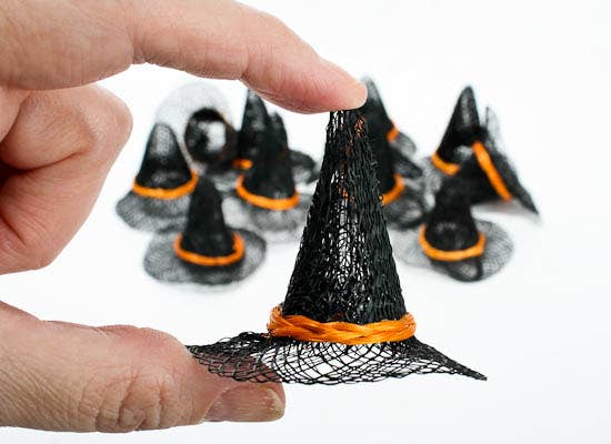Factory Direct Craft - Wholesale Doll Clothing - Kids - Mini Halloween Black Sinamay Witch Hat - Select Size 4