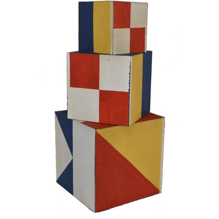 Nautical Tropical Imports - Wholesale Decorative Box - Set of 3 Nautical Flag wood nesting storage boxes