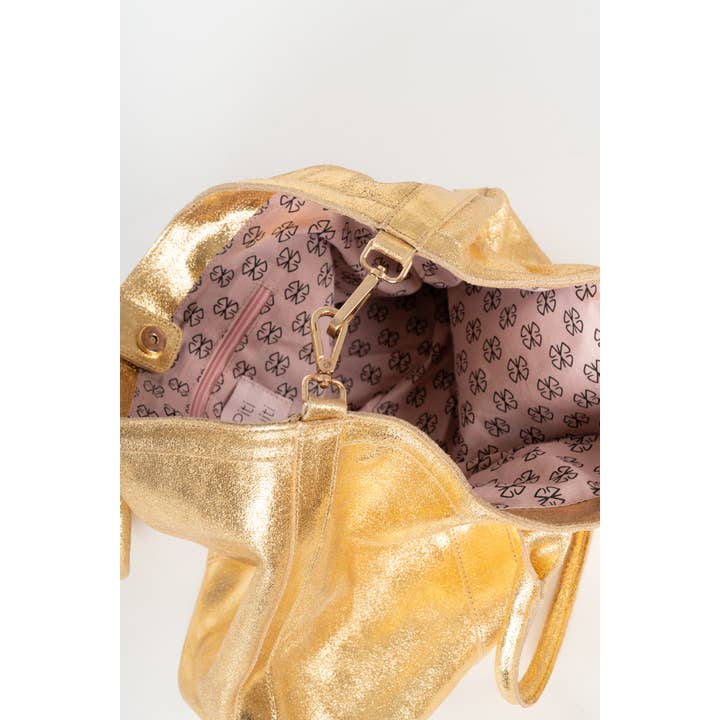 Piti Cuiti - Vendita all'ingrosso Tracolla - Donna - Borsa shopper Winona in pelle color oro metallizzato6