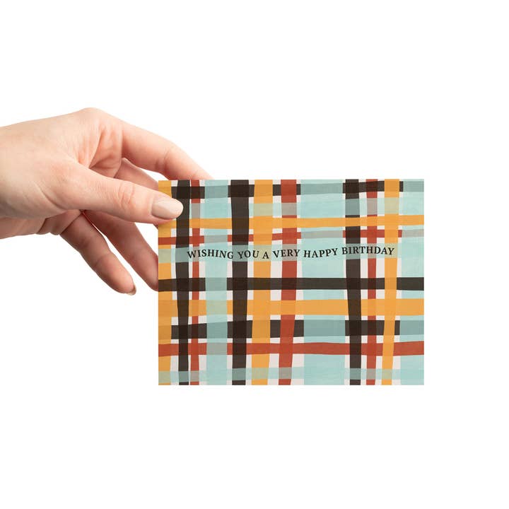 Melanie Gehrke Fine Art Studio - Wholesale Birthday Card - Light Blue Plaid Birthday Card1