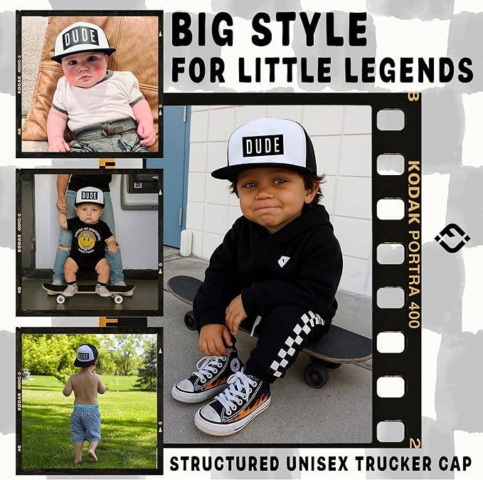 Funky Junque - Vente Casquette de camionneur – unisexe - Casquette de camionneur à bord plat - Dude - Noir/blanc1