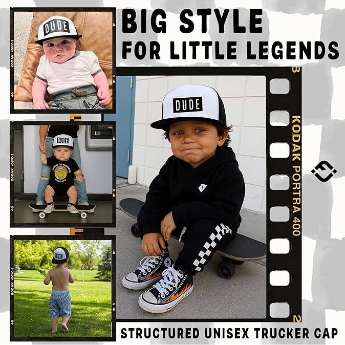 Funky Junque - Vente Casquette de camionneur – unisexe - Casquette de camionneur à bord plat - Dude - Noir/blanc1