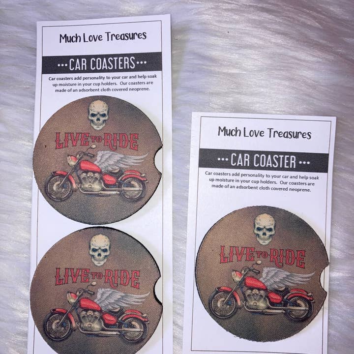 Live to Ride Car Coaster for wholesale by Much Love Treasures