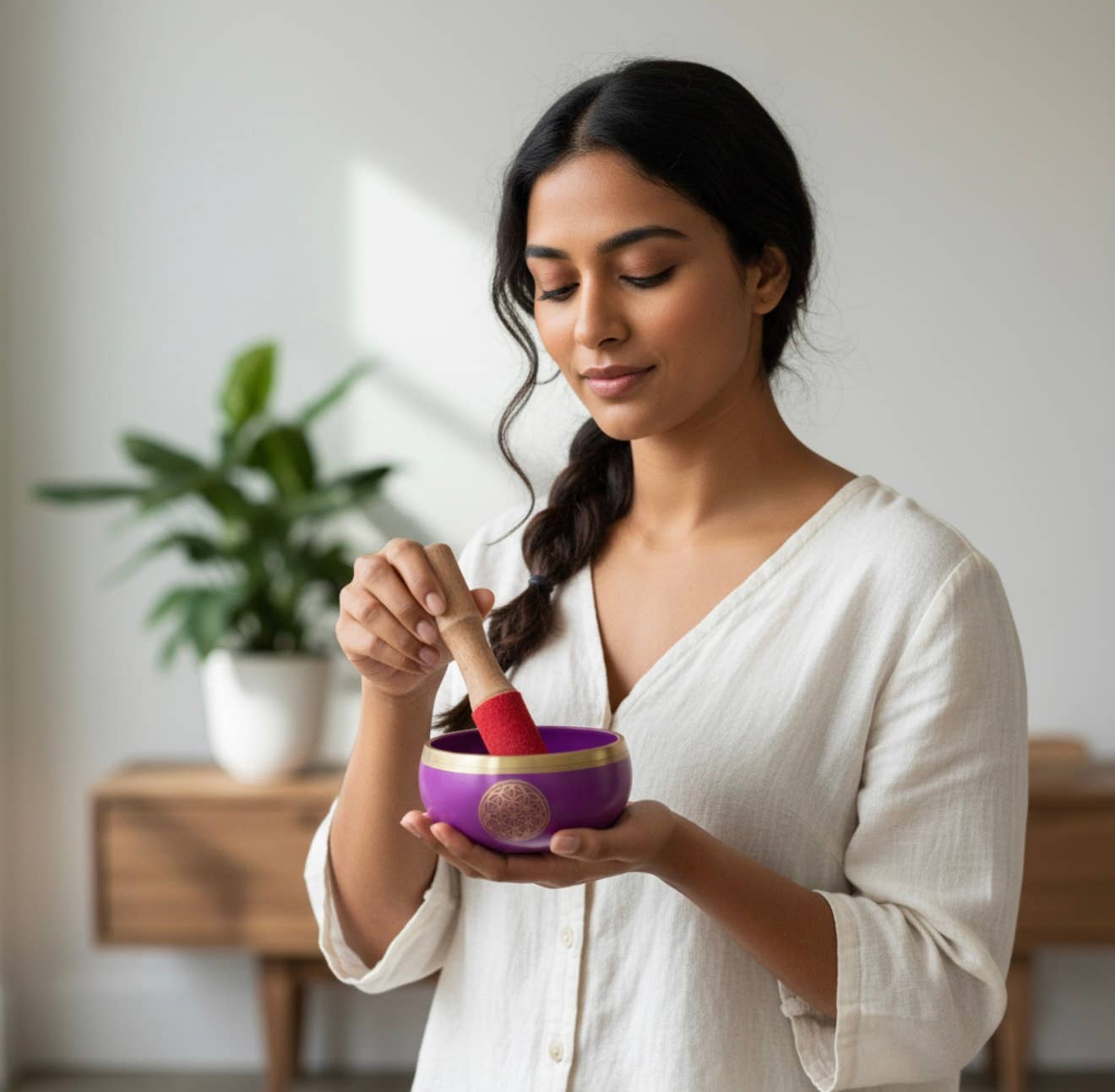 Lungta Imports - Wholesale Meditation Supplies - Singing Bowl Complete Set ~ Flower Of Life ~ Medium Size15