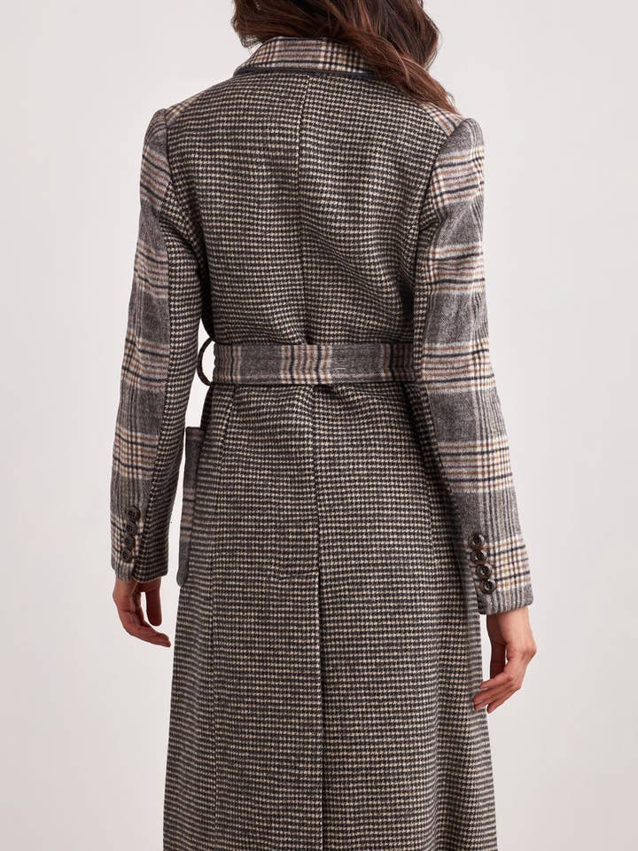BELTED PLAID WOOL COAT for wholesale on Faire3