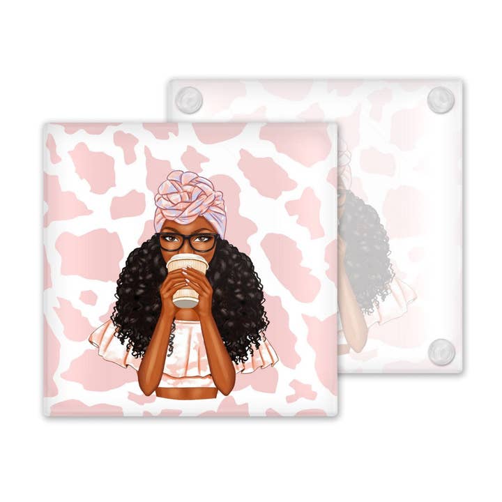 Summer Girl Glass Coasters, Set of 4 for wholesale by M&K Creative Designs