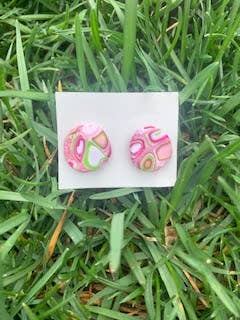 Clous d'oreilles Retro Funky Circle pour la vente par Polymearrings Jewelry Co.