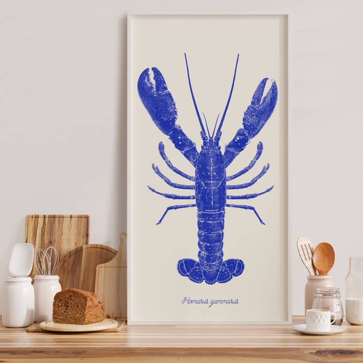 Grande affiche homard de Bretagne, coloris bleu KLEIN for wholesale by Atelier 2bis