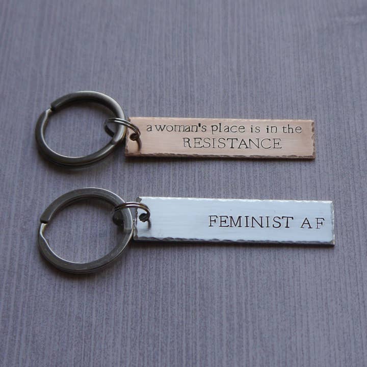Feminist bar keychain for wholesale by Resistance Jewelry