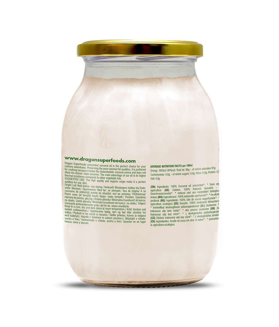Smart Organic - Wholesale Cooking Oil - Coconut Oil (unscented), Bio, Dragon Superfoods, 1000ml2