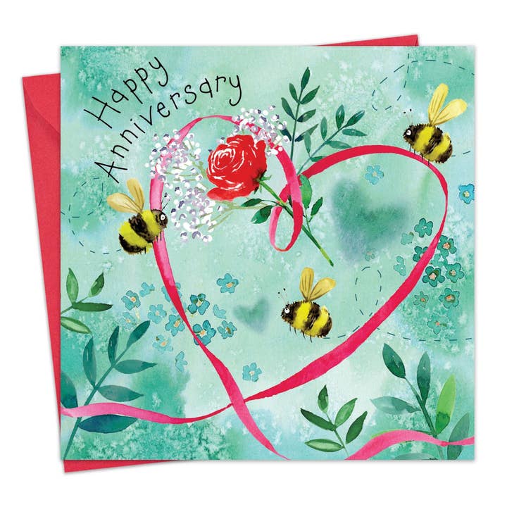 Happy Anniversary Card with Heart & Bees for wholesale by Twizler Ltd
