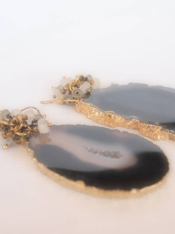 Black Bazilian Agate, Moonstone And Labradorite - Midnight for wholesale by SIBYLLADELPHICA