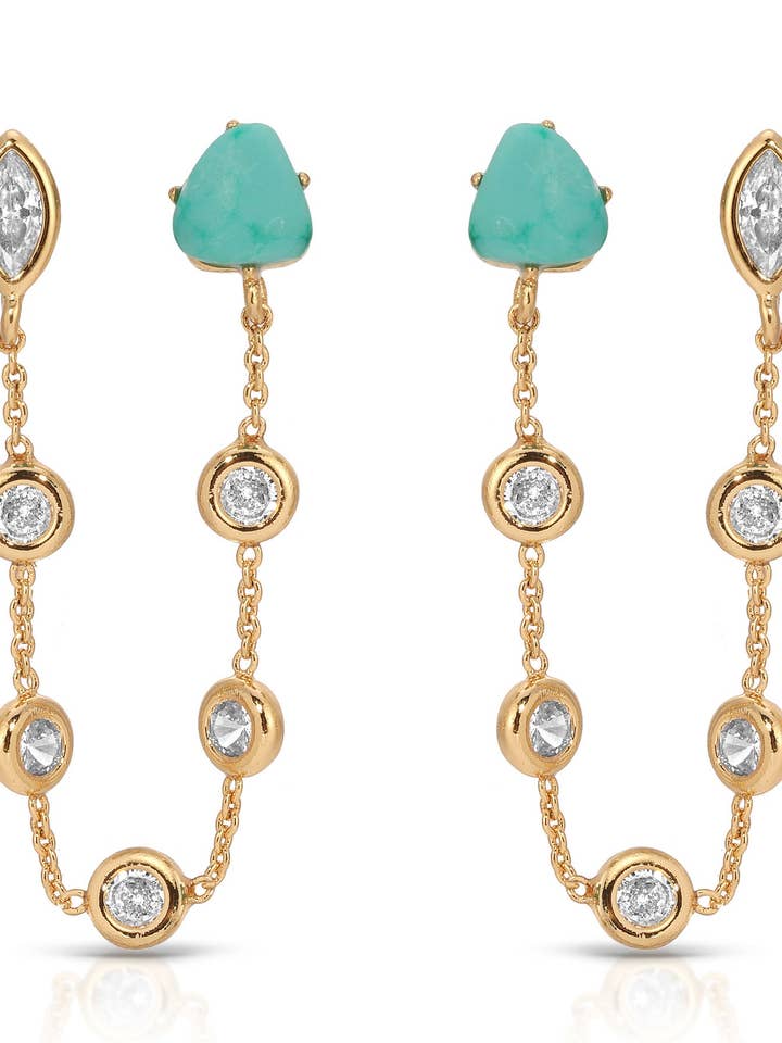 Dubbel piercing turkos örhängen för wholesale av Ettika