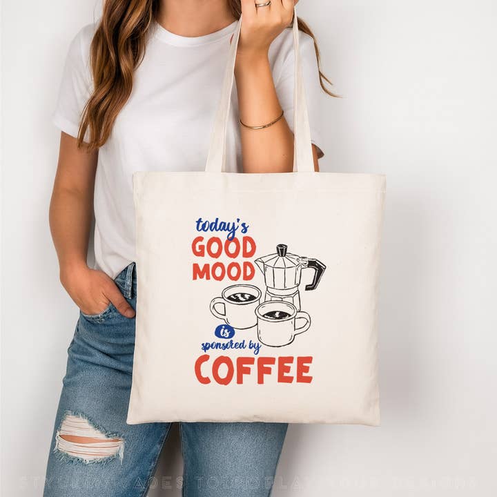 Sponsored By Coffee Canvas Tote Bag for wholesale by DaisyChainDesignCo