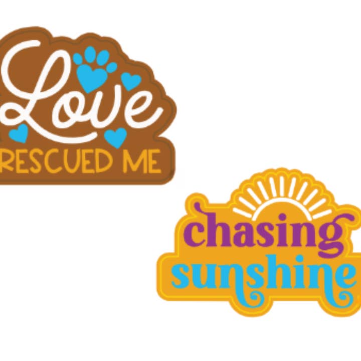 Wag-Witty Dog Bandana Charm-Love Rescued Me/Chasing Sunshine for wholesale by Wag Around Town