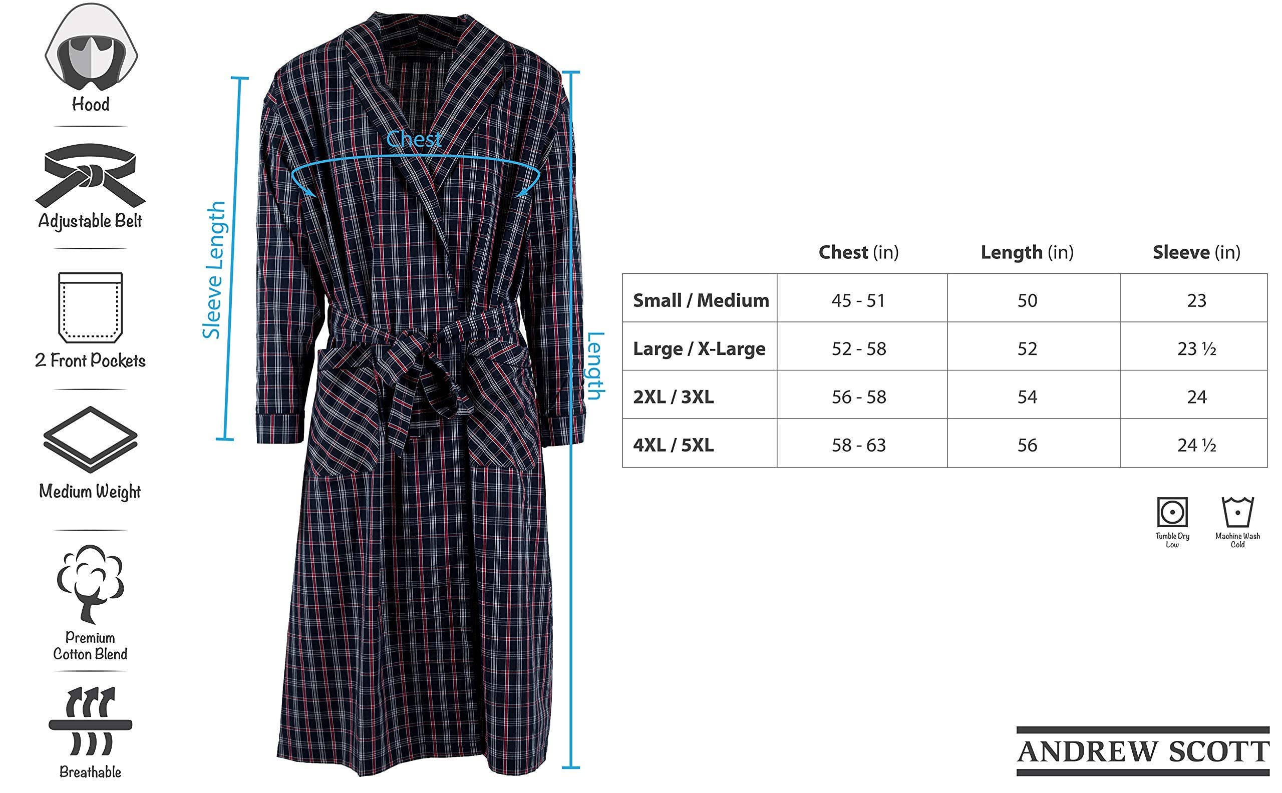 I-Wear Brands - Wholesale Robe - Men's - 2 Pack Men's Woven Cotton Blend Long Lightweight Robe7