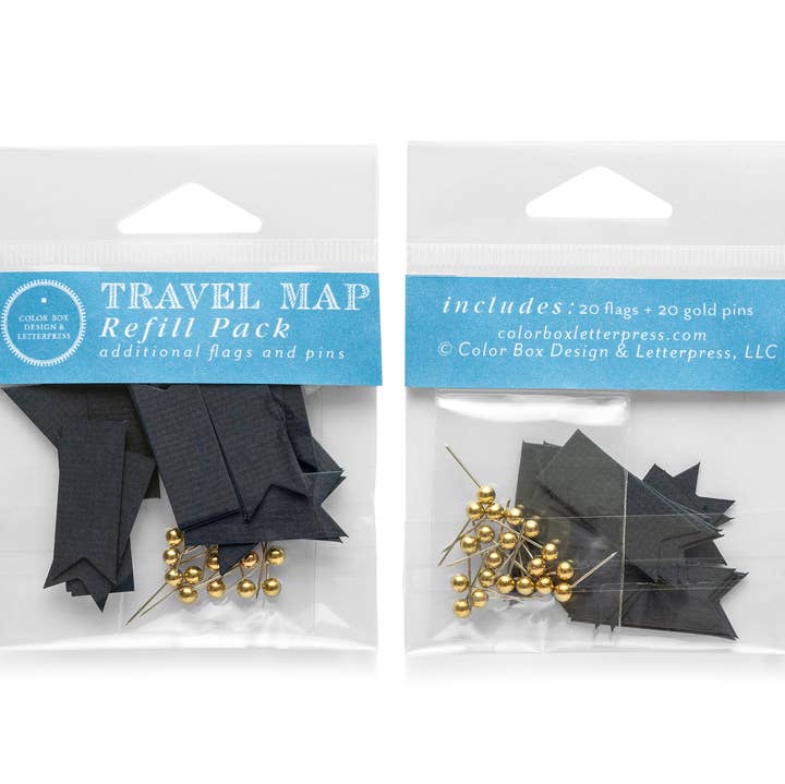USA / World Travel Map | Refill Packs for wholesale by Color Box Design & Letterpress