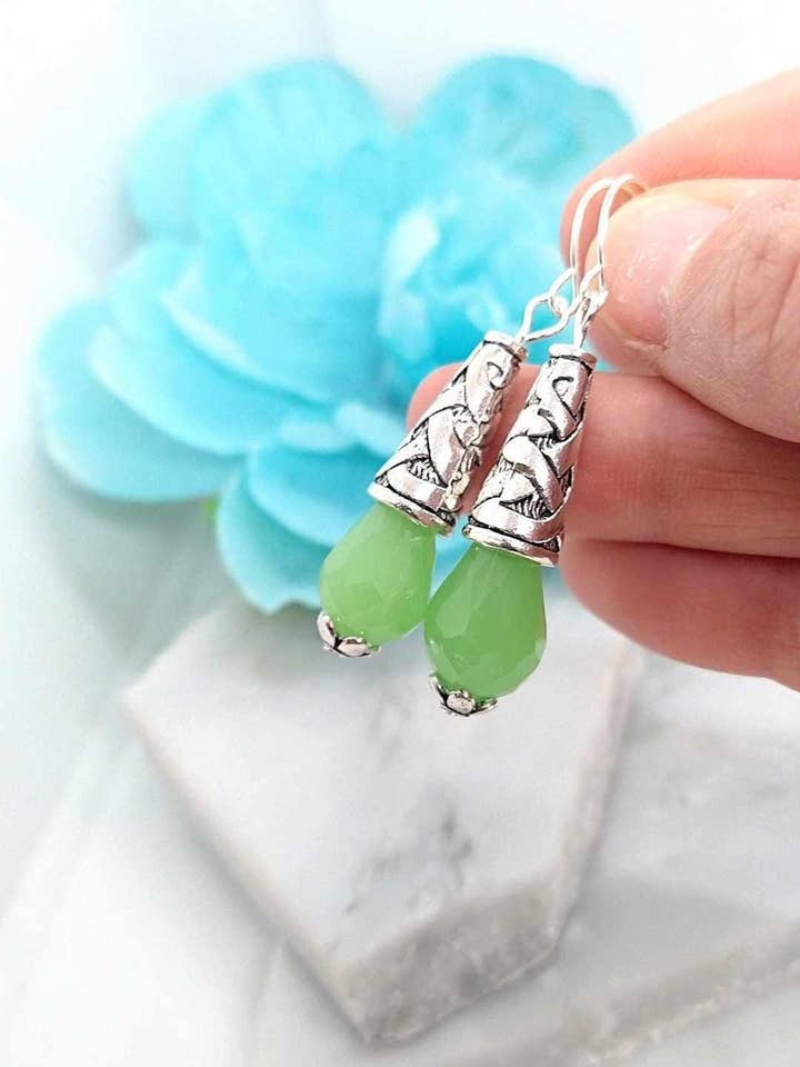 Zilveren Kristallen Traanvormige Hanger Bruids Oorbellen #4 voor wholesale door Bad Apple Designs