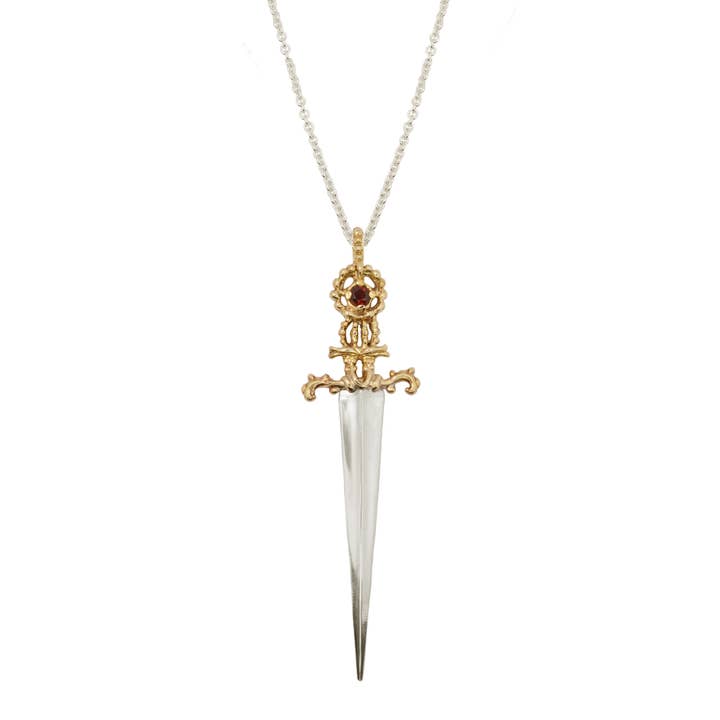 Thessala's Dagger Pendant In Brass & Silver for wholesale by Aveta Studio