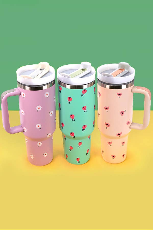 JOSSLYN by wall to wall - Wholesale Insulated Mug/Tumbler - 40oz STAINLESS STEEL TUMBLER FLOWER4