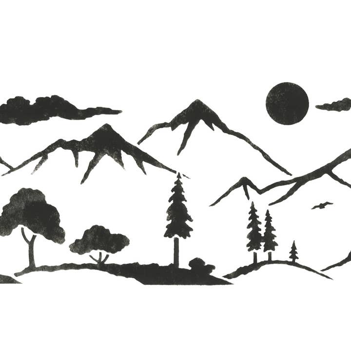 Mountain Silhuett landskap vägg för wholesale av Designer Stencils