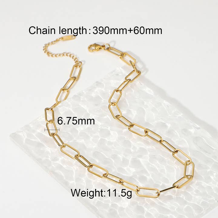 ACCITY - Wholesale Link & Chain Necklace - MULTILAYER GOLD PLATE STAINLESS STEEL NECKLACE_CWAJE06195