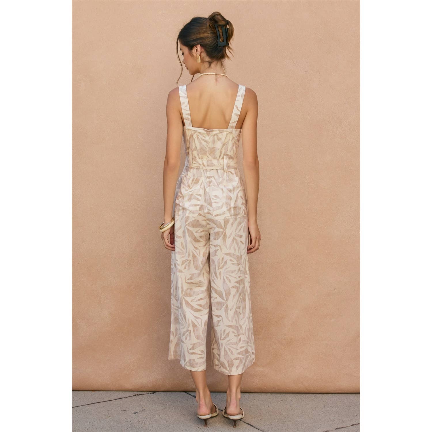 SEASHORE Driftwood Dreams Straight Neck Wide Leg Jumpsuit for wholesale on Faire2