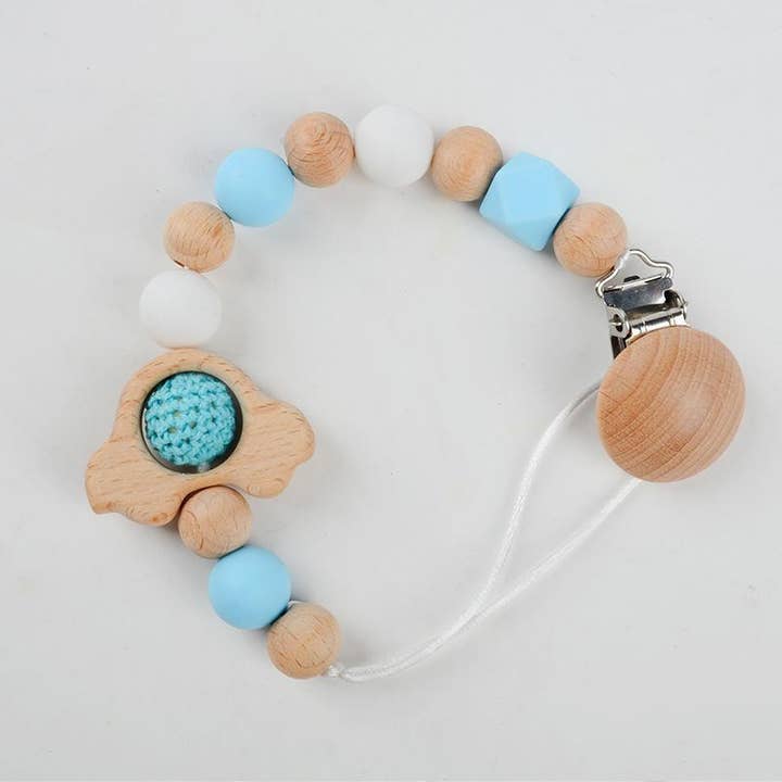 KiddieKickz - Wholesale Pacifier Clip - Baby - Pacifier Clip Anti-drop Chain Handmade of Beech and Silicone