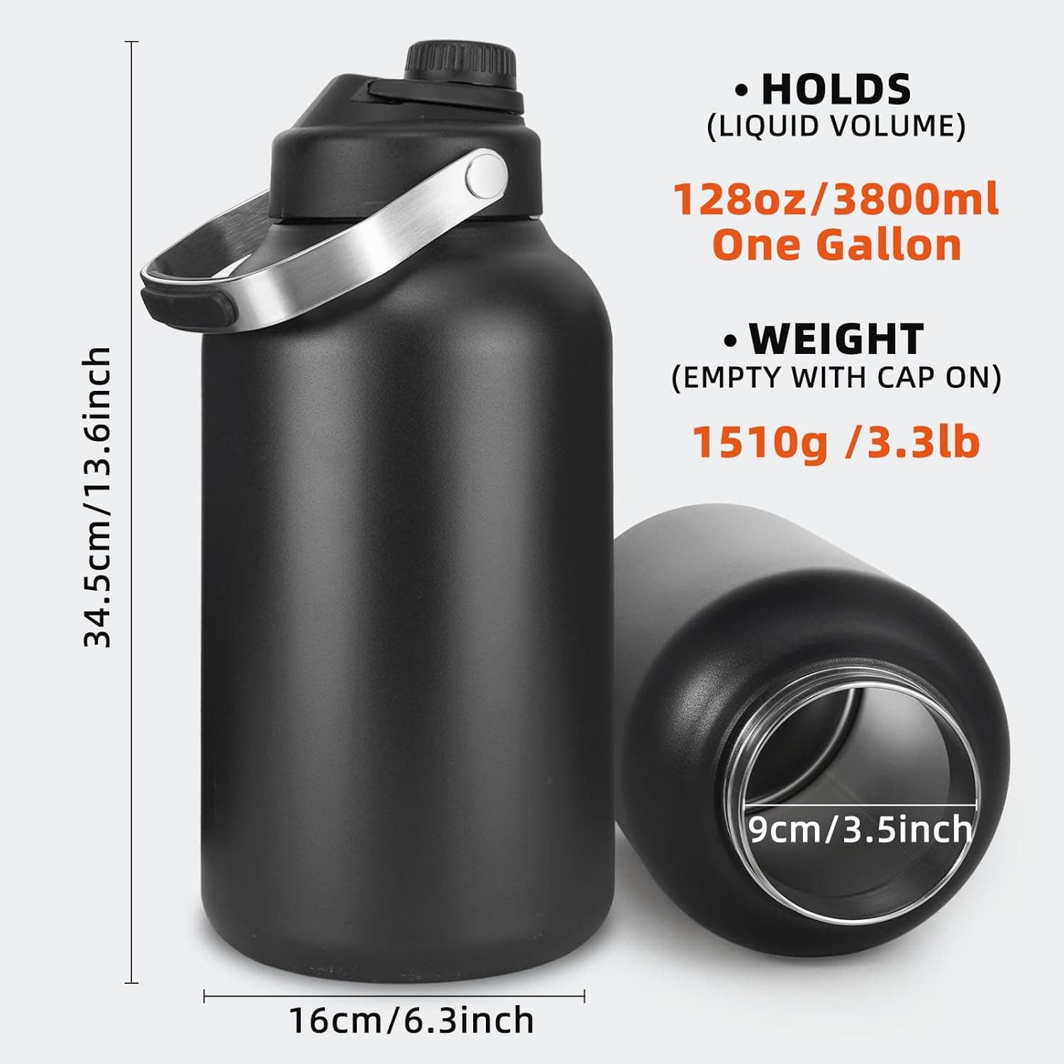 VIGOR – Garrafa de água por atacado – Garrafa de Água Isotérmica de 1 Galão em Aço Inoxidável para Quente & Frio8