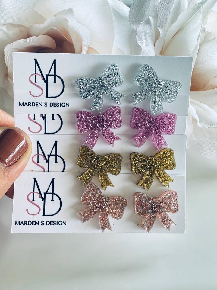 Glitterbåge Örhängen | Glittrig Akryl, Flickor & Vuxna för wholesale av Marden S Design