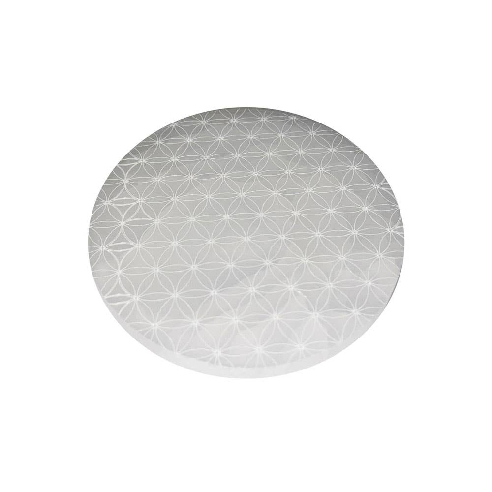 France Mineraux - Wholesale Crystal Charging Plate - Selenite Charging Plate - Flower of Life - 10cm0