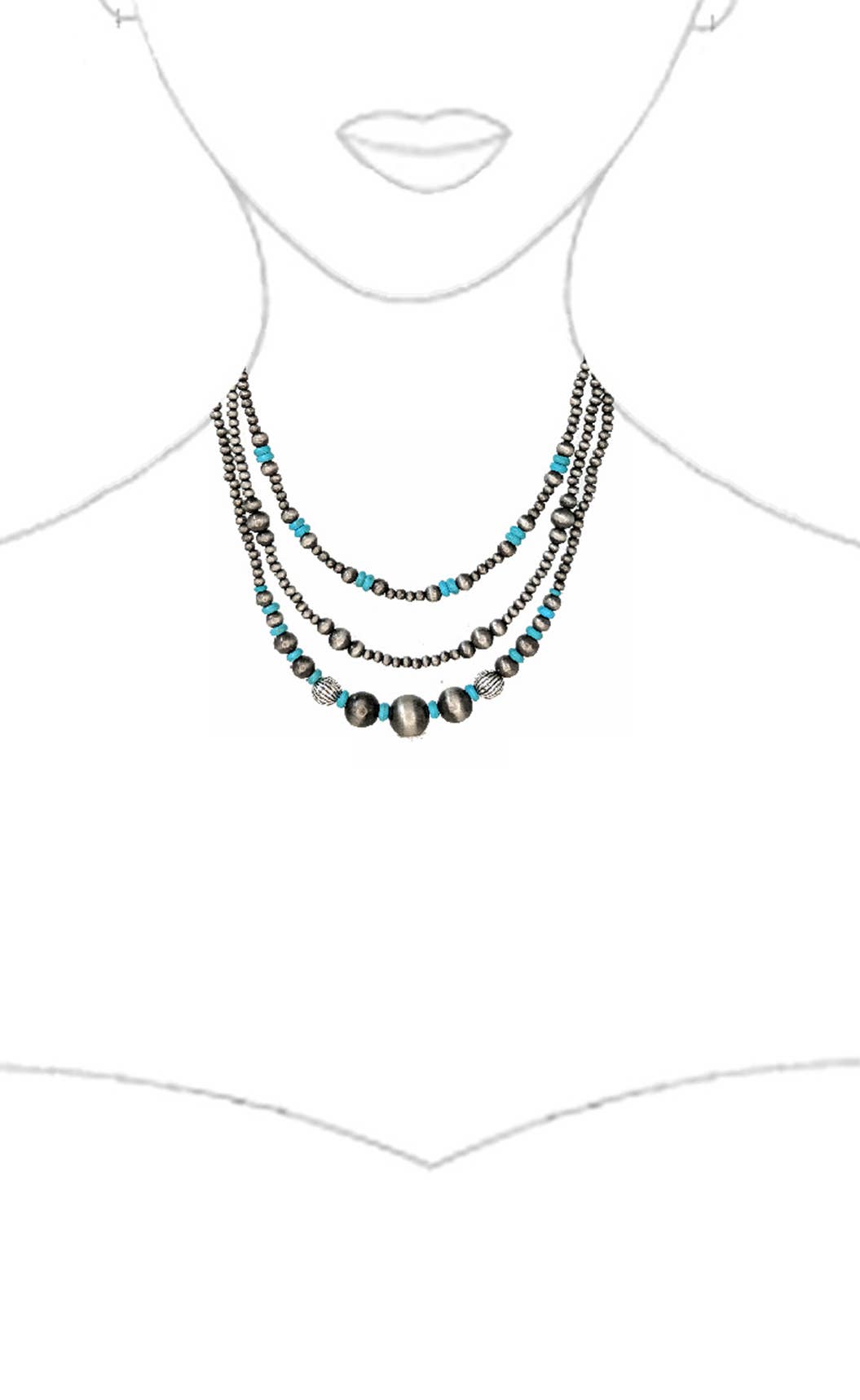 Suzie Q USA - Vendita all'ingrosso Collane di perline/perle - Collana a strati con perline e accenti di turchese3