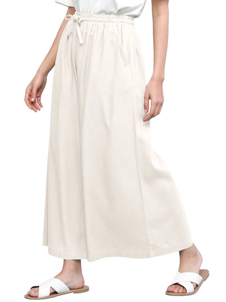 MBJ FASHION - Wholesale Pants - Women's - WB2283 Washed Linen Wide Leg Pocket Pant Draw String7