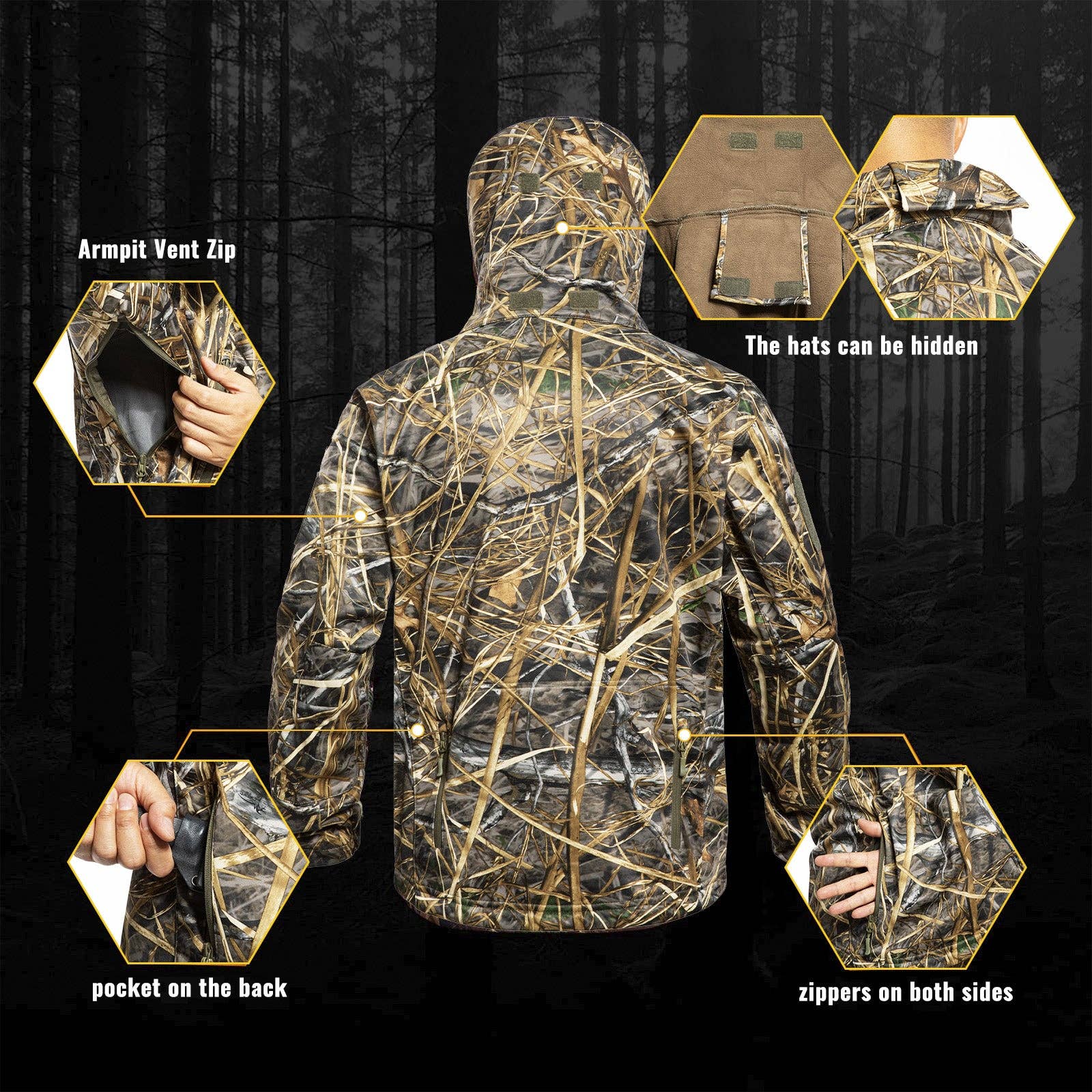 Antarctica Outdoors - Wholesale Top & Pant Set (NOT Loungewear) - Men's - Quiet Hunting Clothes Suit Clothing Gear Camouflage Hoodie Jacket Pants15