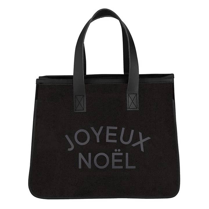 Black Mini Canvas Tote - Joyeux Noel for wholesale by Santa Barbara Design Studio by Creative Brands
